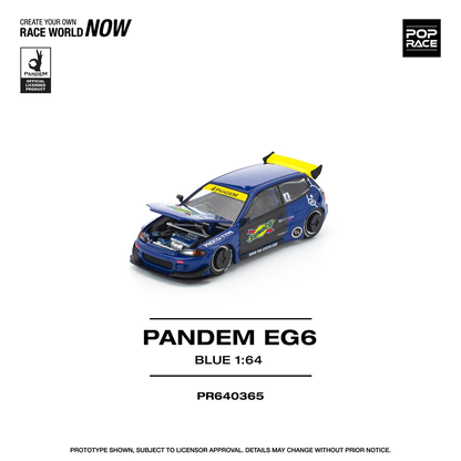 Pop Race 1:64 PANDEM EG6 Blue Opening Front Hood Detailed Engine (PR640365)