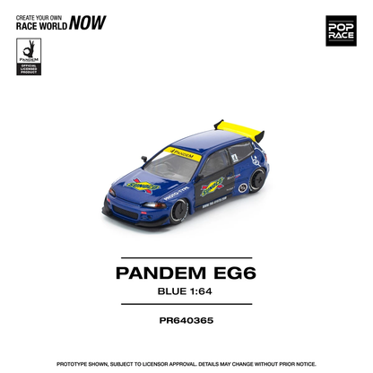 Pop Race 1:64 PANDEM EG6 Blue Opening Front Hood Detailed Engine (PR640365)