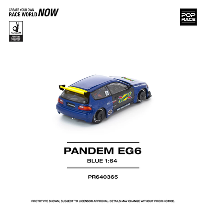 Pop Race 1:64 PANDEM EG6 Blue Opening Front Hood Detailed Engine (PR640365)