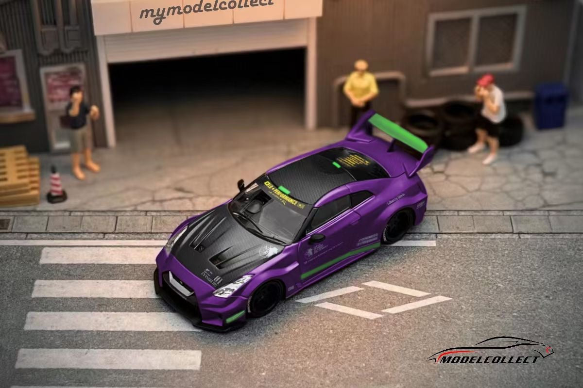 Model Collect 1:64 Nissan Skyline GT-R R35 2020 LBWK Custom Silhouette Works GT 35GT-RR 3.0 Eva Purple