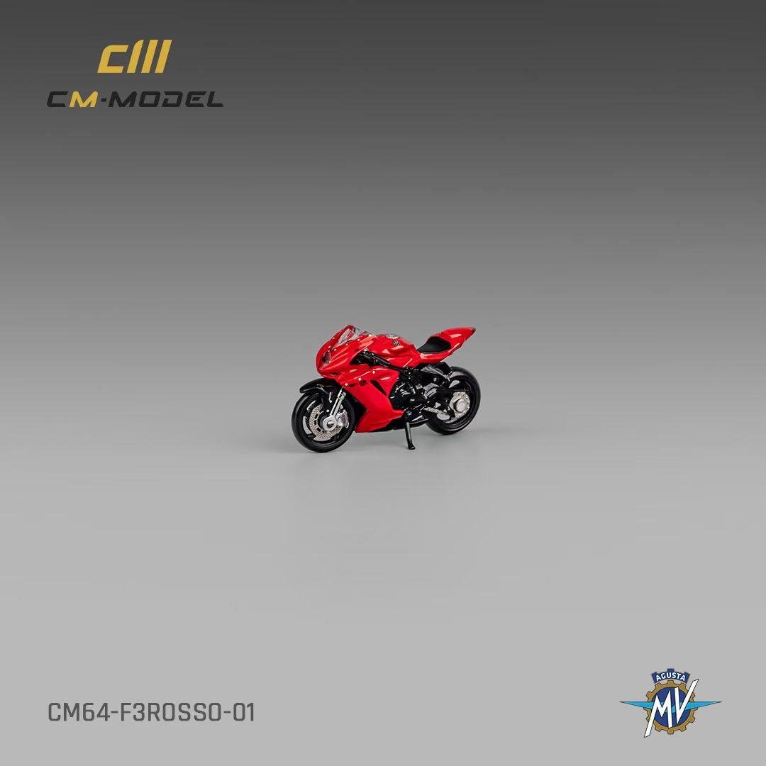 CM Model 1:64 MV Agusta F3 Rosso Red Moving Front Fork with Model Girl Figure