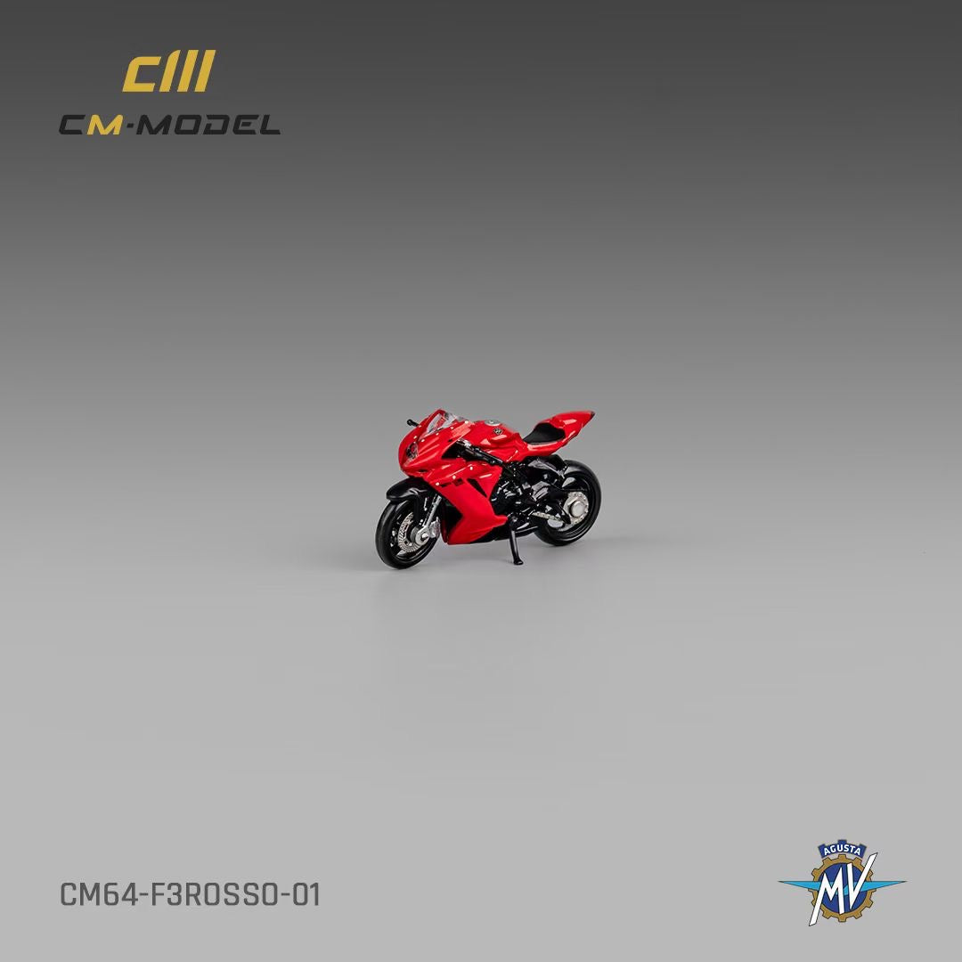CM Model 1:64 MV Agusta F3 Rosso Red Moving Front Fork with Model Girl Figure