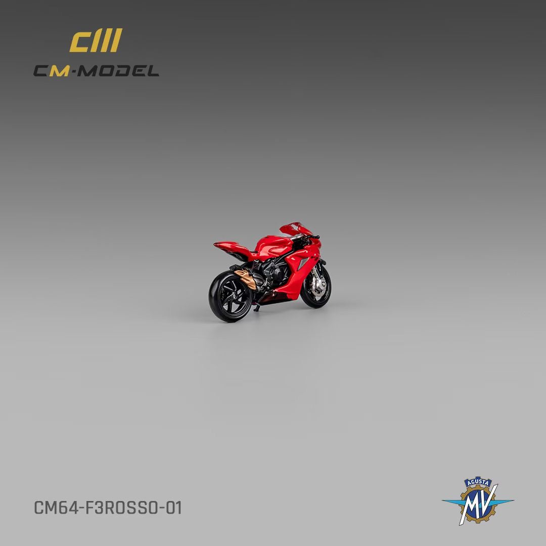 CM Model 1:64 MV Agusta F3 Rosso Red Moving Front Fork with Model Girl Figure