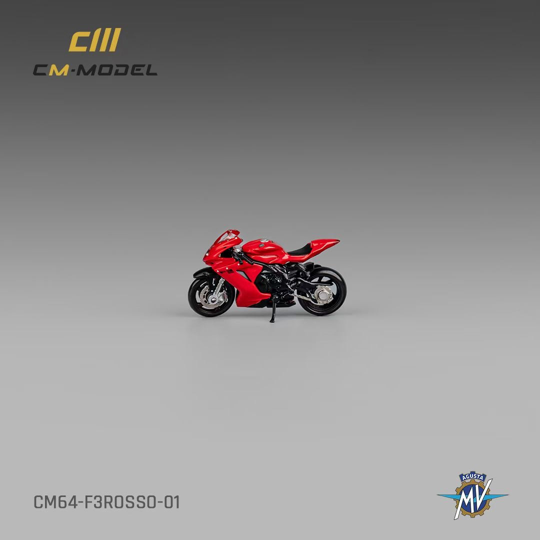 CM Model 1:64 MV Agusta F3 Rosso Red Moving Front Fork with Model Girl Figure