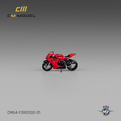CM Model 1:64 MV Agusta F3 Rosso Red Moving Front Fork with Model Girl Figure