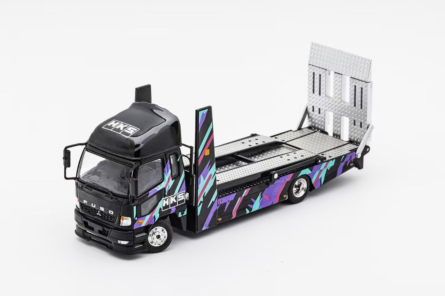 Shadow Pro 1:64 Mitsubishi Fuso Fighter MK2 FK 2017 Outriggers Raised Double Deck Tow Truck - HKS (414)