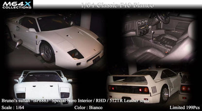 [Premium Resin Model] MY64 MY64X 1:64 Ferrari Classic F40 (F120) Bianco Brunei Sultan "BP8883" Limited to 199 Pieces