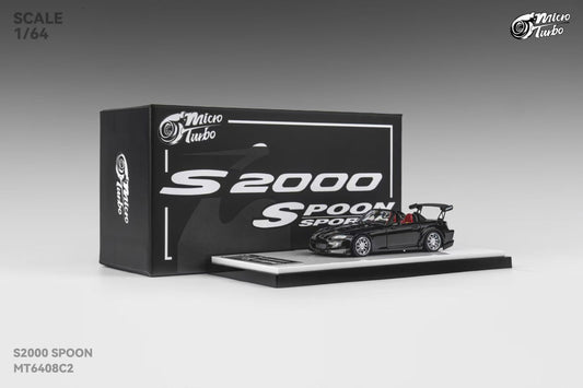 Micro Turbo 1:64 Honda S2000 AP1 Spoon Sports Metallic Black (Openable Engine Hood + Removable Engine + Magnetic Removable Wing)