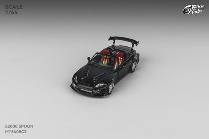 Micro Turbo 1:64 Honda S2000 AP1 Spoon Sports Metallic Black (Openable Engine Hood + Removable Engine + Magnetic Removable Wing)
