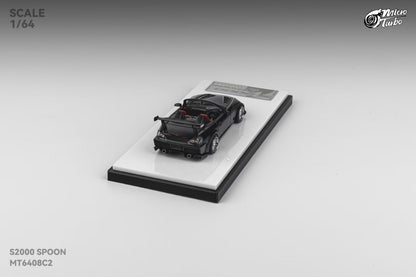 Micro Turbo 1:64 Honda S2000 AP1 Spoon Sports Metallic Black (Openable Engine Hood + Removable Engine + Magnetic Removable Wing)