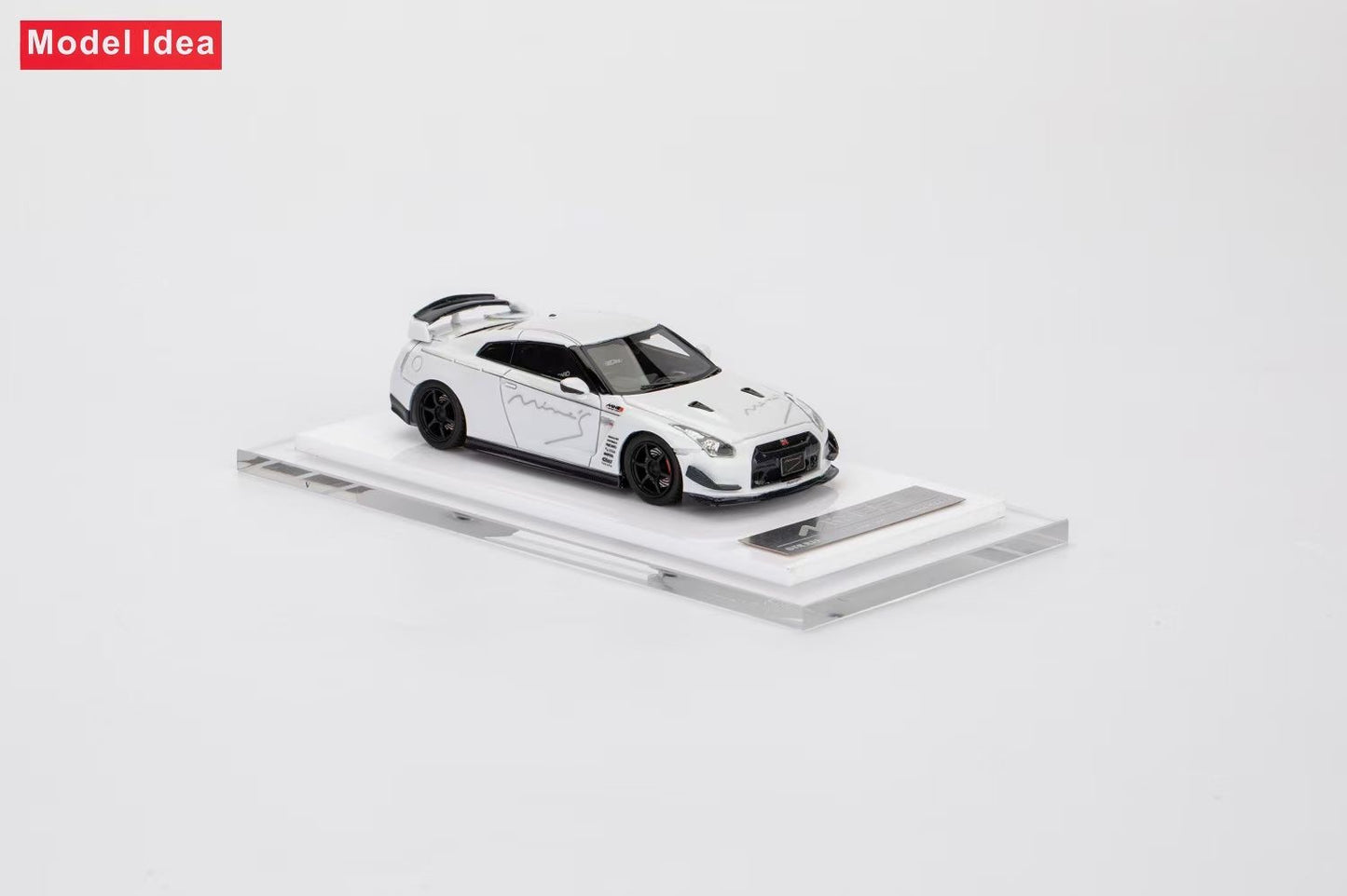 [Premium Resin Model] Model Idea 1:64 Nissan Skyline GT-R R35 Mines Custom White with Mines Strips Limited 299 Pieces