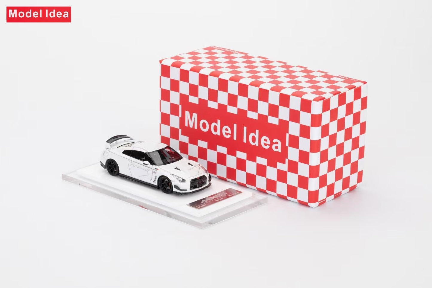 [Premium Resin Model] Model Idea 1:64 Nissan Skyline GT-R R35 Mines Custom White with Mines Strips Limited 299 Pieces