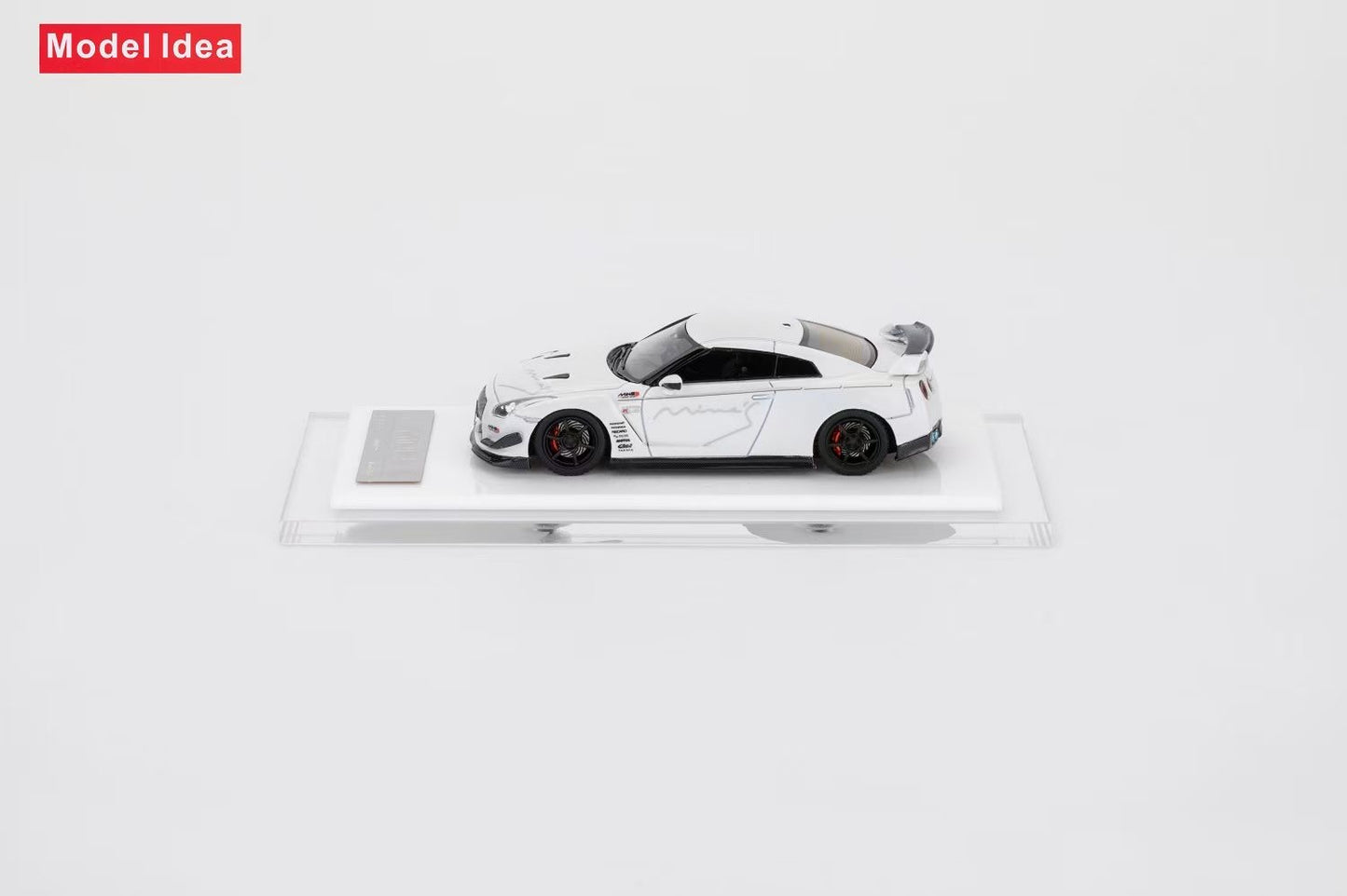 [Premium Resin Model] Model Idea 1:64 Nissan Skyline GT-R R35 Mines Custom White with Mines Strips Limited 299 Pieces