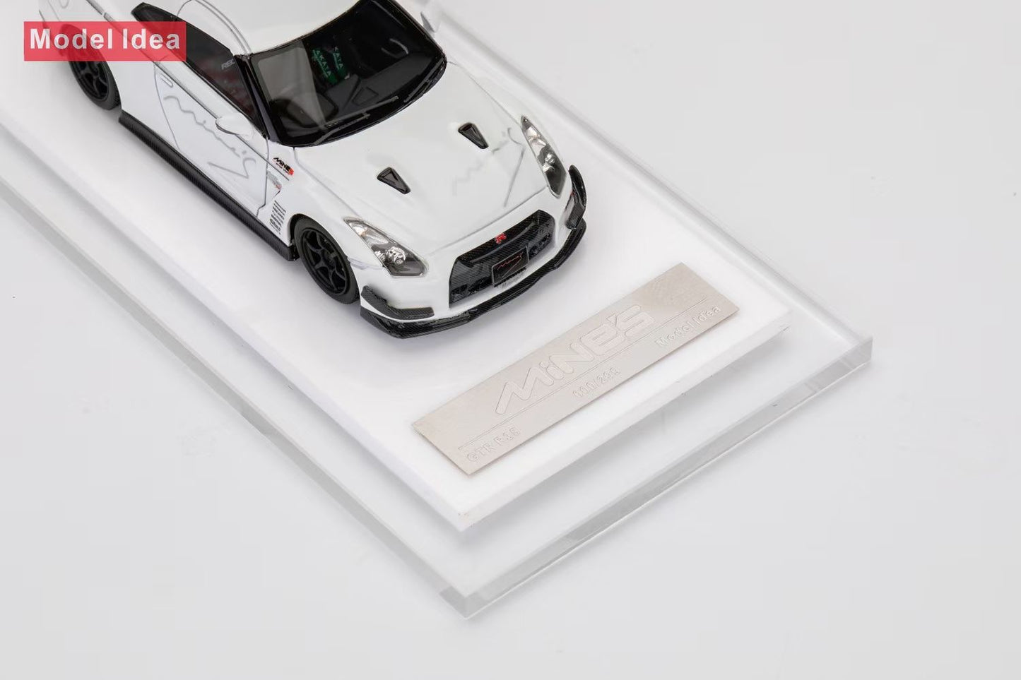 [Premium Resin Model] Model Idea 1:64 Nissan Skyline GT-R R35 Mines Custom White with Mines Strips Limited 299 Pieces