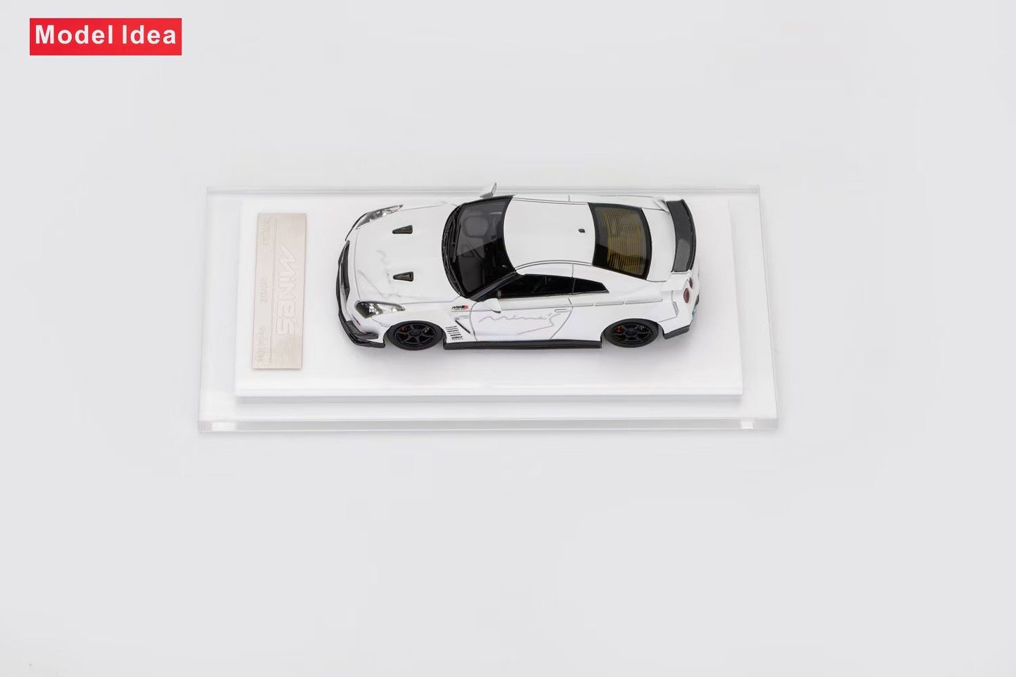 [Premium Resin Model] Model Idea 1:64 Nissan Skyline GT-R R35 Mines Custom White with Mines Strips Limited 299 Pieces