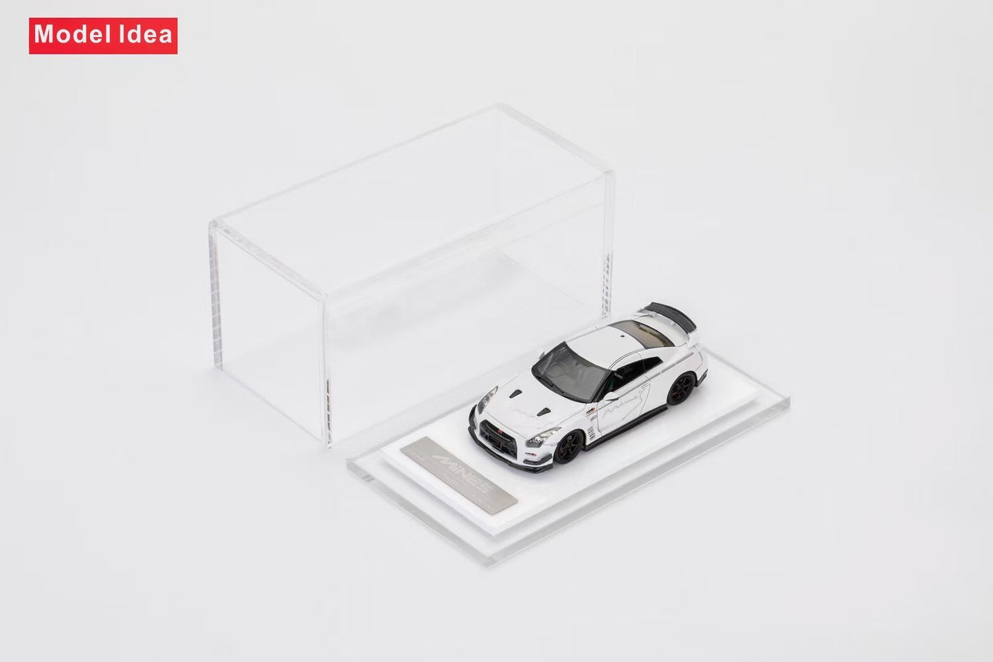 [Premium Resin Model] Model Idea 1:64 Nissan Skyline GT-R R35 Mines Custom White with Mines Strips Limited 299 Pieces