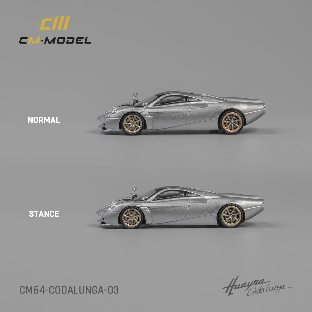 CM Model 1:64 Pagani Huayra Codalunga Metallic Silver Official Licensed with Extra Wheel-Set for Replacement