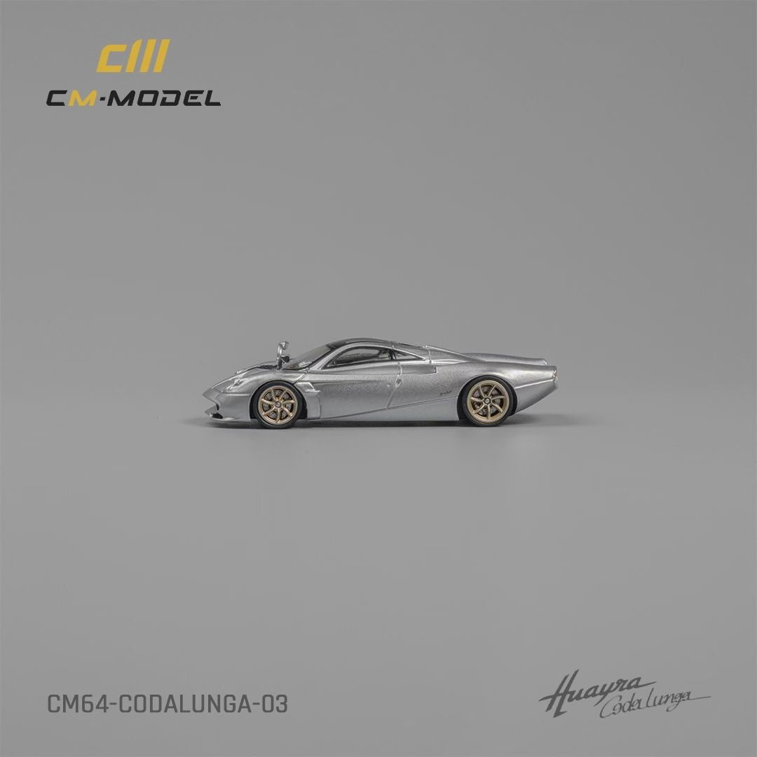 CM Model 1:64 Pagani Huayra Codalunga Metallic Silver Official Licensed with Extra Wheel-Set for Replacement