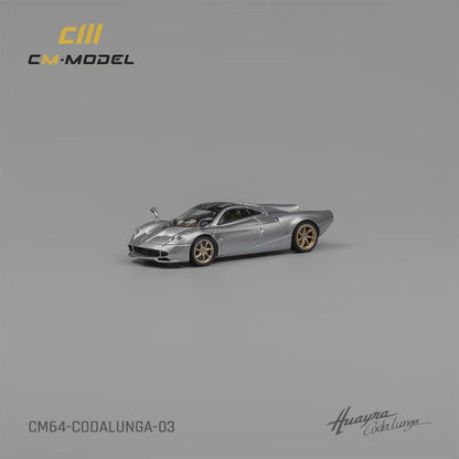 CM Model 1:64 Pagani Huayra Codalunga Metallic Silver Official Licensed with Extra Wheel-Set for Replacement
