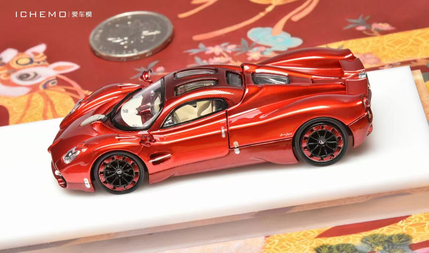CM Model 1:64 Pagani Utopia Pearl Red Removable Engine Hood with Detailed Engine Metallic Exhausts (CHINA EXCLUSIVE LIMITED EDITION)