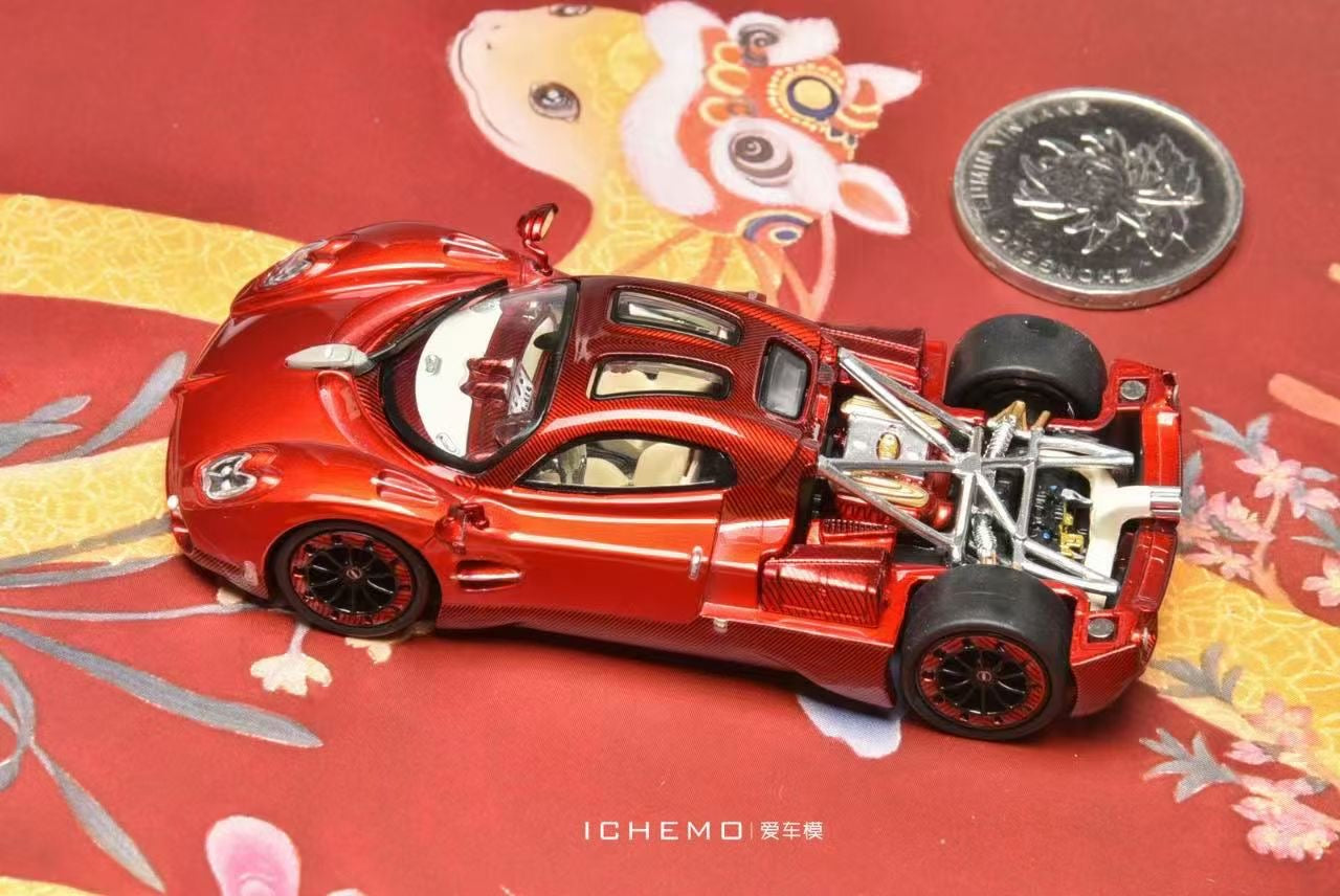CM Model 1:64 Pagani Utopia Pearl Red Removable Engine Hood with Detailed Engine Metallic Exhausts (CHINA EXCLUSIVE LIMITED EDITION)