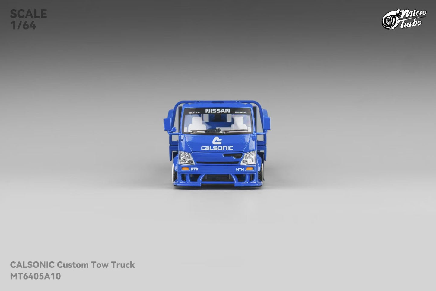 Micro Turbo 1:64 Hino 300 Series MK2 Custom Extendable Flat Bed Tow Truck Calsonic Kansel Blue Edition