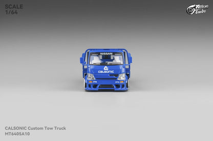 Micro Turbo 1:64 Hino 300 Series MK2 Custom Extendable Flat Bed Tow Truck Calsonic Kansel Blue Edition