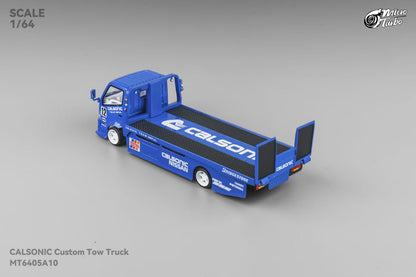 Micro Turbo 1:64 Hino 300 Series MK2 Custom Extendable Flat Bed Tow Truck Calsonic Kansel Blue Edition