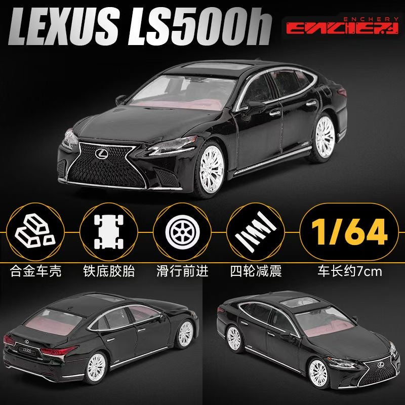 Enchery 1:64 Lexus LS500h Sedan Official Licensed Metallic Black Paper Box Packaging