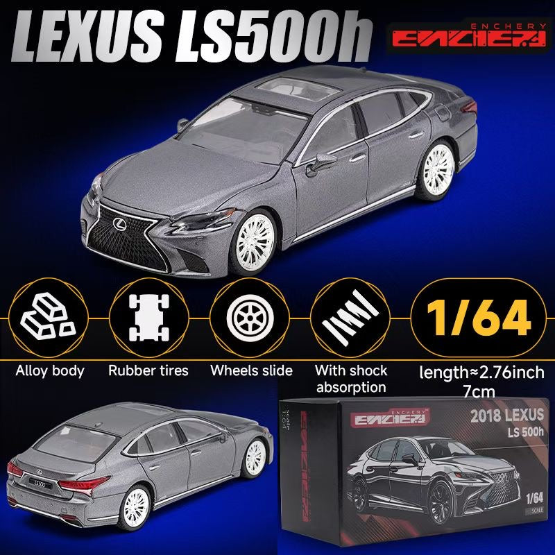Enchery 1:64 Lexus LS500h Sedan Official Licensed Metallic Grey Paper Box Packaging