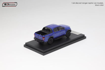 MK Miniatures 1:64 Ford Tanfer P375/PX Raptor 2018 Pick Up Truck Openable Boot LHD Metallic Blue