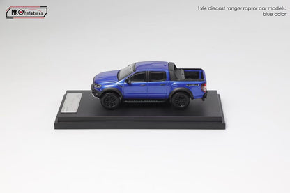 MK Miniatures 1:64 Ford Tanfer P375/PX Raptor 2018 Pick Up Truck Openable Boot LHD Metallic Blue