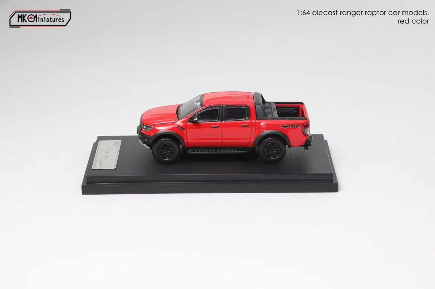 MK Miniatures 1:64 Ford Tanfer P375/PX Raptor 2018 Pick Up Truck Openable Boot LHD Metallic Red