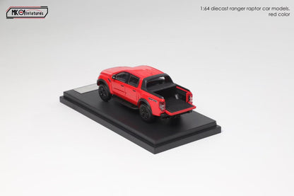 MK Miniatures 1:64 Ford Tanfer P375/PX Raptor 2018 Pick Up Truck Openable Boot LHD Metallic Red