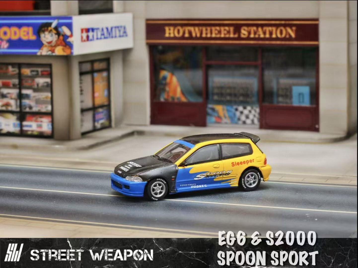 Street Weapon 1:64 Honda Civic EG6 Spoon Carbon Hood Custom Edition