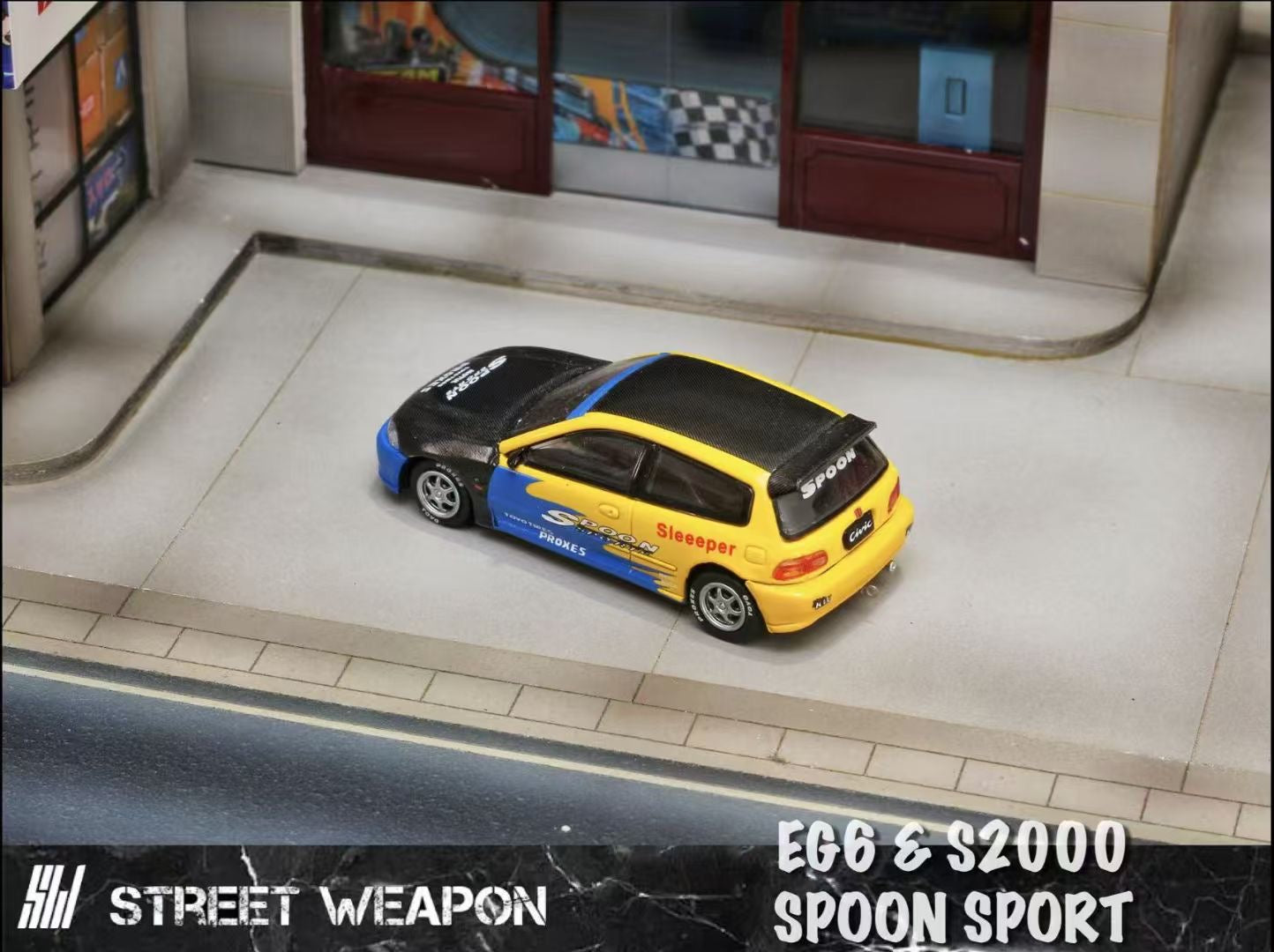 Street Weapon 1:64 Honda Civic EG6 Spoon Carbon Hood Custom Edition