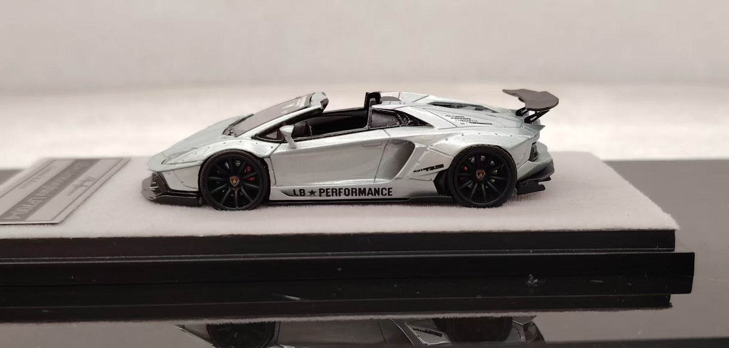 [Premium Resin Model] Qidian Model 1:64 Lamborghini Aventador LP700-4 Roadster LBWK Liberty Walk Custom Light Blue Limited 199 Pieces