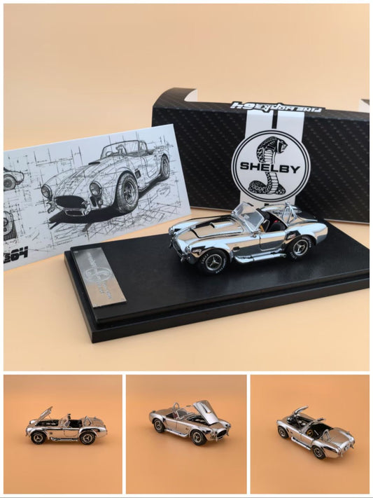 Fine Works 1:64 Ford Shelby Cobra MK3 Cobra 427 Convertible Openable Engine Hood Chrome Silver