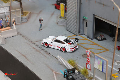 Star Model 1:64 Porsche RWB 964 GT Wing White with Red Wheels China AIT Expo 2025 Special Edition Limited 399 Pieces (Copy)