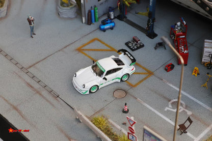 Star Model 1:64 Porsche RWB 964 GT Wing White with Green Wheels China AIT Expo 2025 Special Edition Limited 399 Pieces