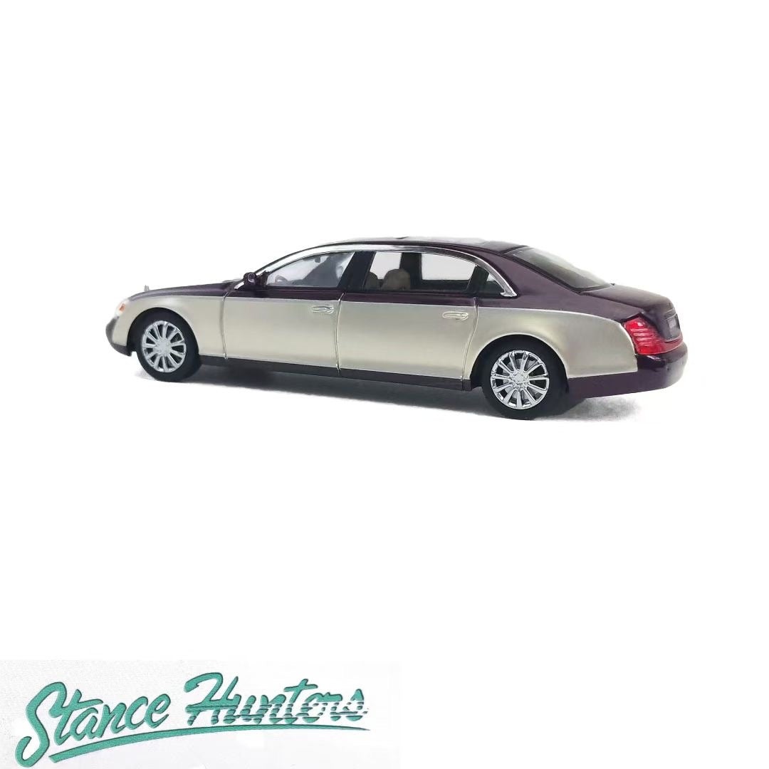 Stance Hunters 1/64 Mercedes Benz Maybach 62 with Pan Roofs Wine Red and Gold