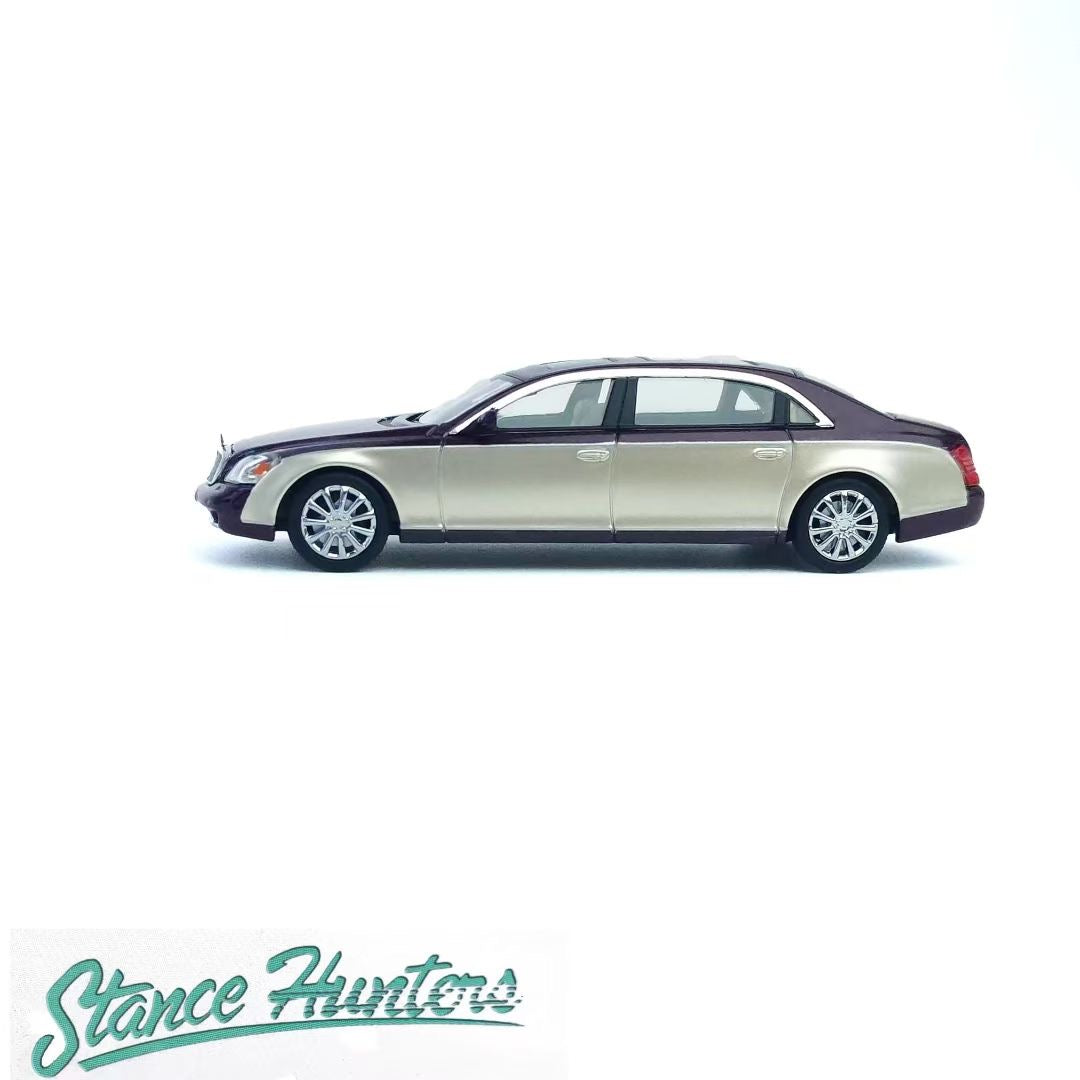 Stance Hunters 1/64 Mercedes Benz Maybach 62 with Pan Roofs Wine Red and Gold
