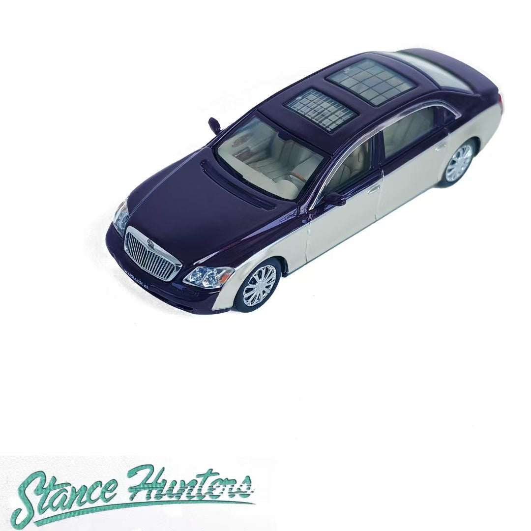 Stance Hunters 1/64 Mercedes Benz Maybach 62 with Pan Roofs Wine Red and Gold