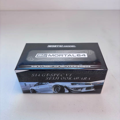Mortal 1:64 Silvia S14 GT-SPEC V1 Seiji Ookawara Cambergang 1.0 Silver in Premium Box Packaging