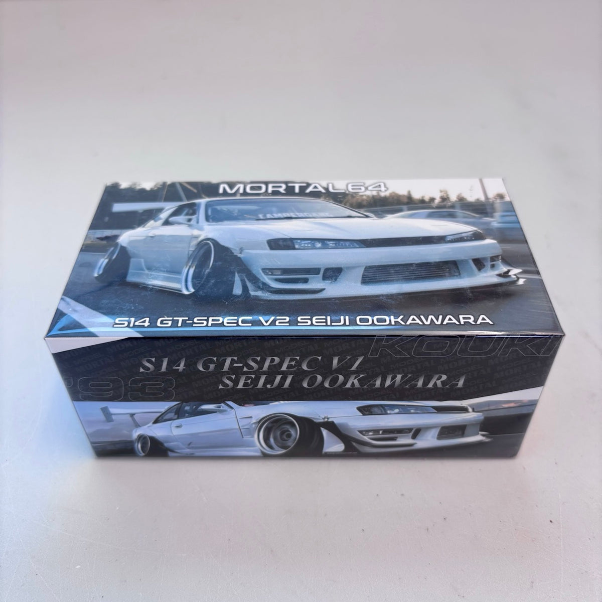 Mortal 1:64 Silvia S14 GT-SPEC V1 Seiji Ookawara Cambergang 1.0 White in Premium Box Packaging