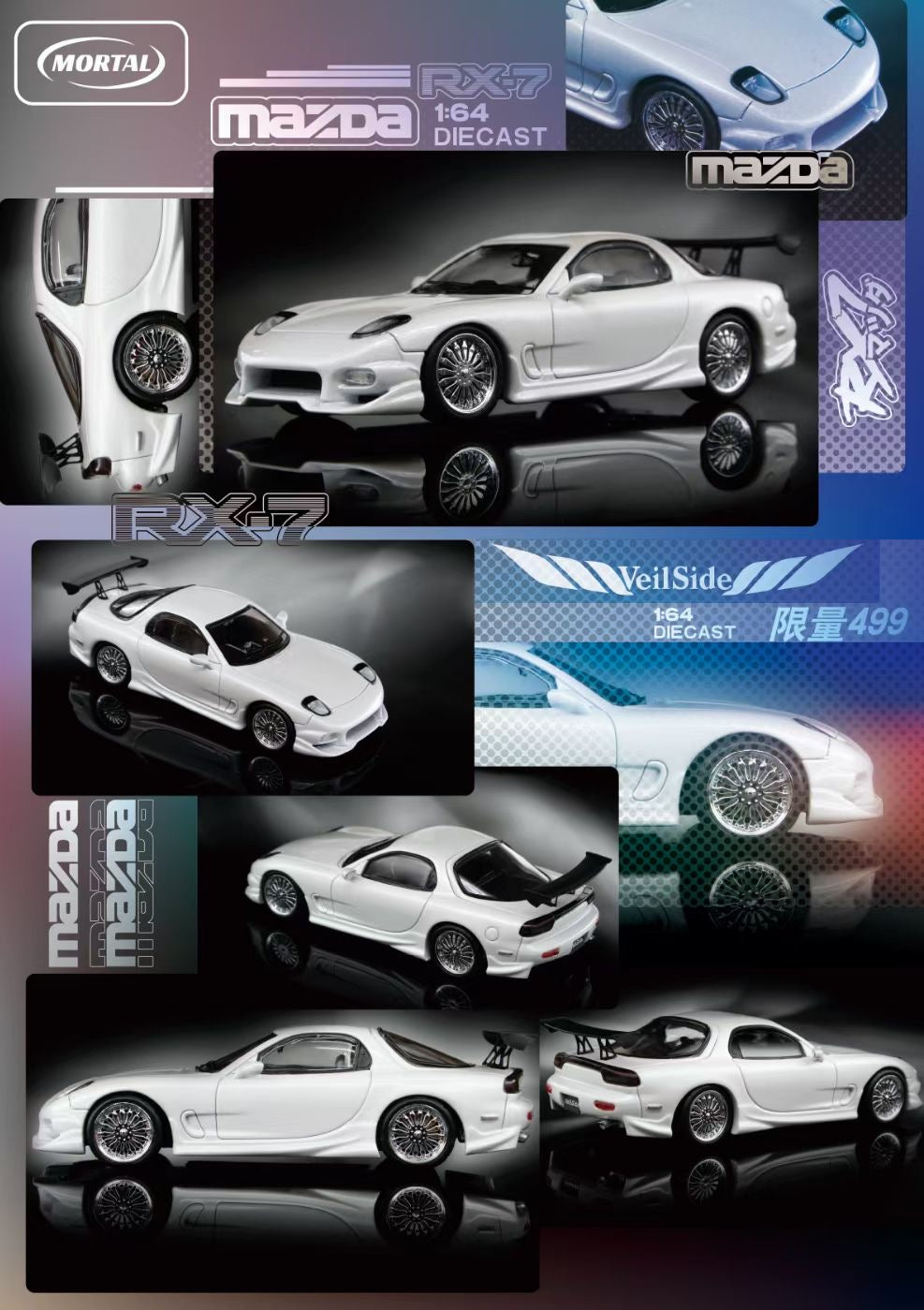 Mortal 1:64 Mazda RX-7 FD3S Veilside Fortune Custom Pearl White