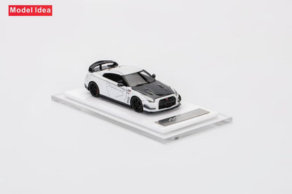 [Premium Resin Model] Model Idea 1:64 Nissan Skyline GT-R R35 Mines Custom White with Black Carbon Hood Limited to 299 Pieces