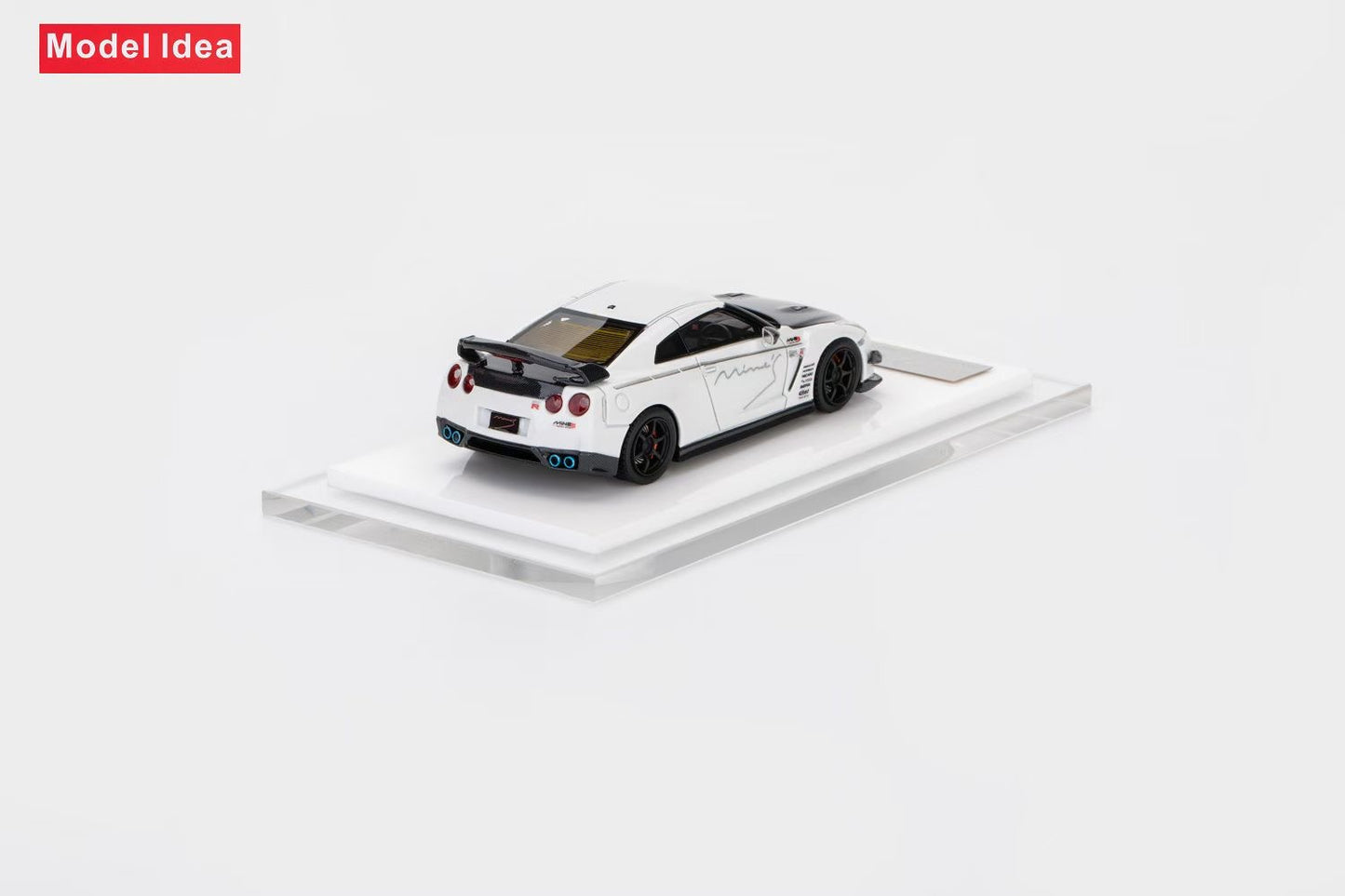 [Premium Resin Model] Model Idea 1:64 Nissan Skyline GT-R R35 Mines Custom White with Black Carbon Hood Limited to 299 Pieces