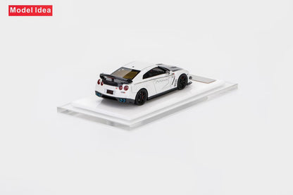 [Premium Resin Model] Model Idea 1:64 Nissan Skyline GT-R R35 Mines Custom White with Black Carbon Hood Limited to 299 Pieces