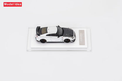 [Premium Resin Model] Model Idea 1:64 Nissan Skyline GT-R R35 Mines Custom White with Black Carbon Hood Limited to 299 Pieces